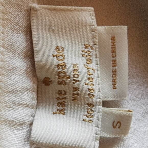 Kate Spade Viscose Crepe Short Sleeve Ruffled Crew Neck Blouse in White - Sz S - Picture 7 of 8